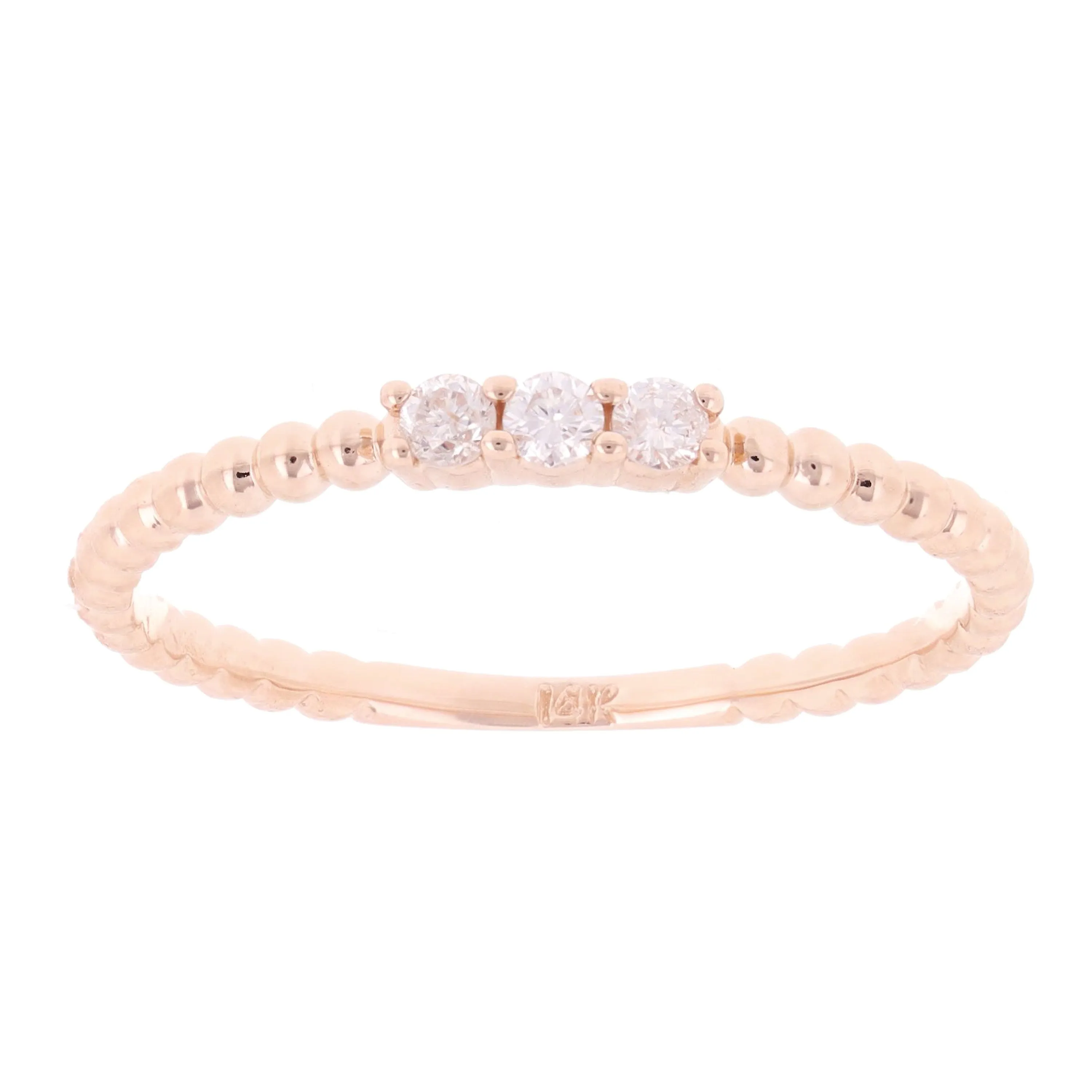 14k Yellow White or Rose Gold 0.27ctw Diamond 3-Piece Set Stackable Ring Size 6.5