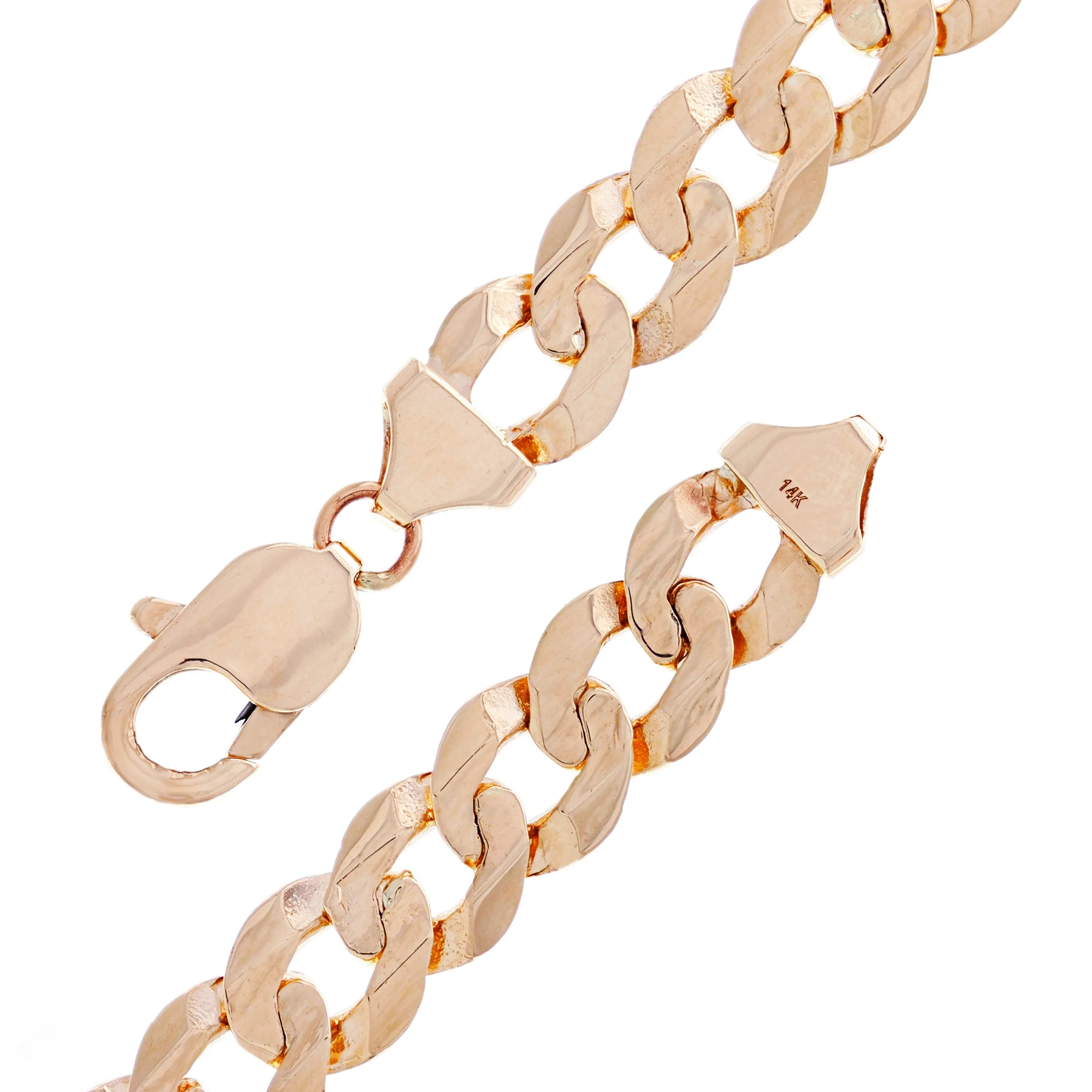 14k Yellow White or Rose Gold Flat Cuban Curb Link Chain Bracelet 7" 9mm 14.8 grams