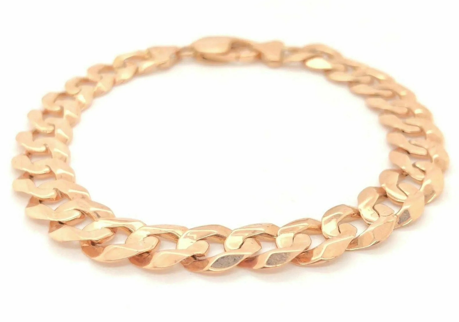 14k Yellow White or Rose Gold Flat Cuban Curb Link Chain Bracelet 7" 9mm 14.8 grams
