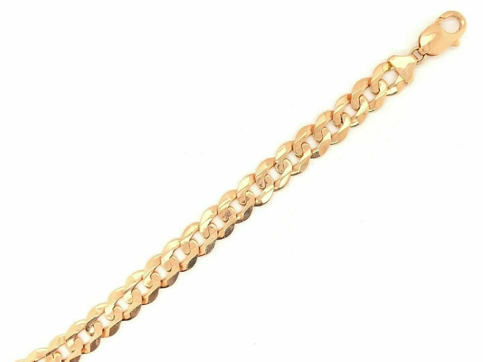 14k Yellow White or Rose Gold Flat Cuban Curb Link Chain Bracelet 7" 9mm 14.8 grams
