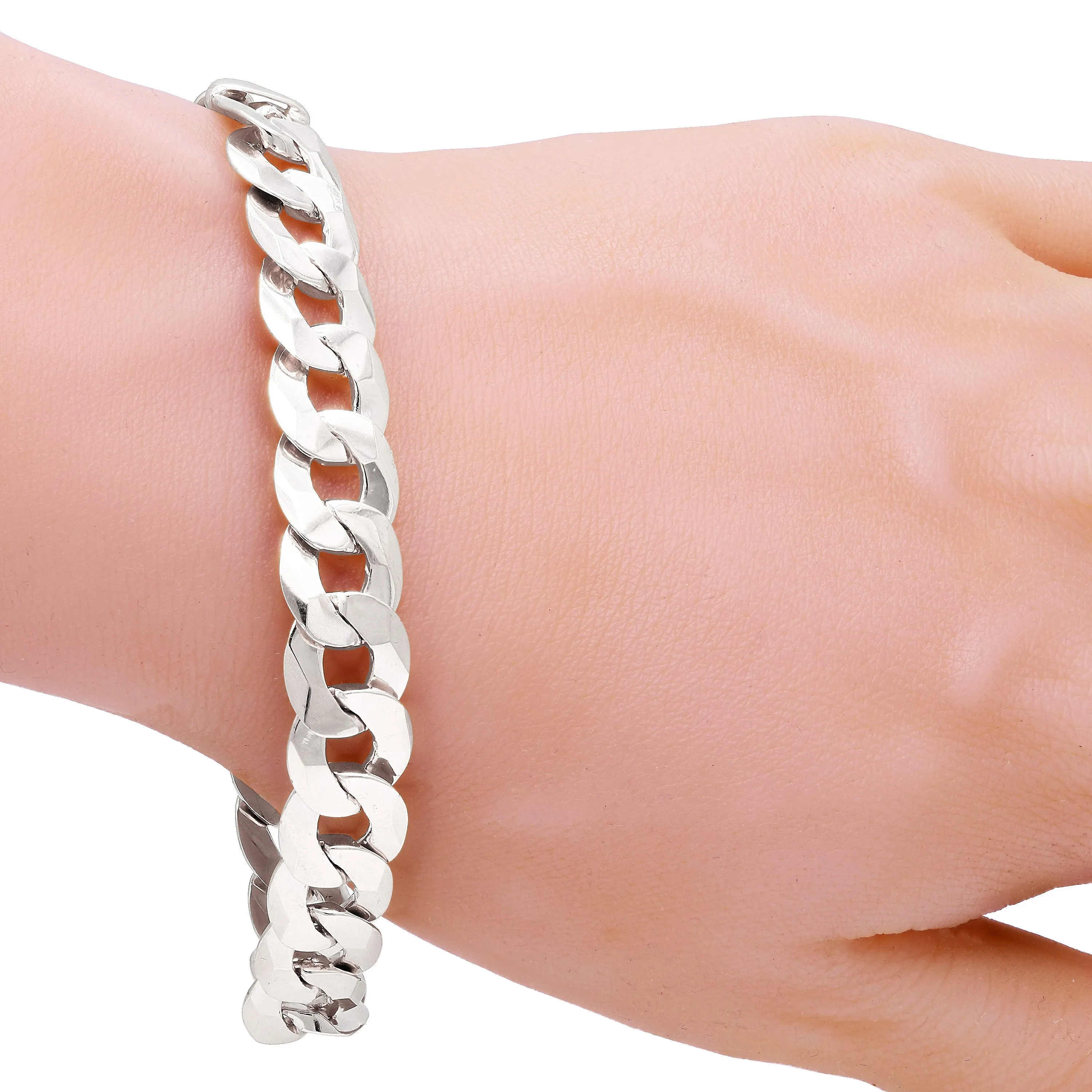 14k Yellow White or Rose Gold Flat Cuban Curb Link Chain Bracelet 7" 9mm 14.8 grams