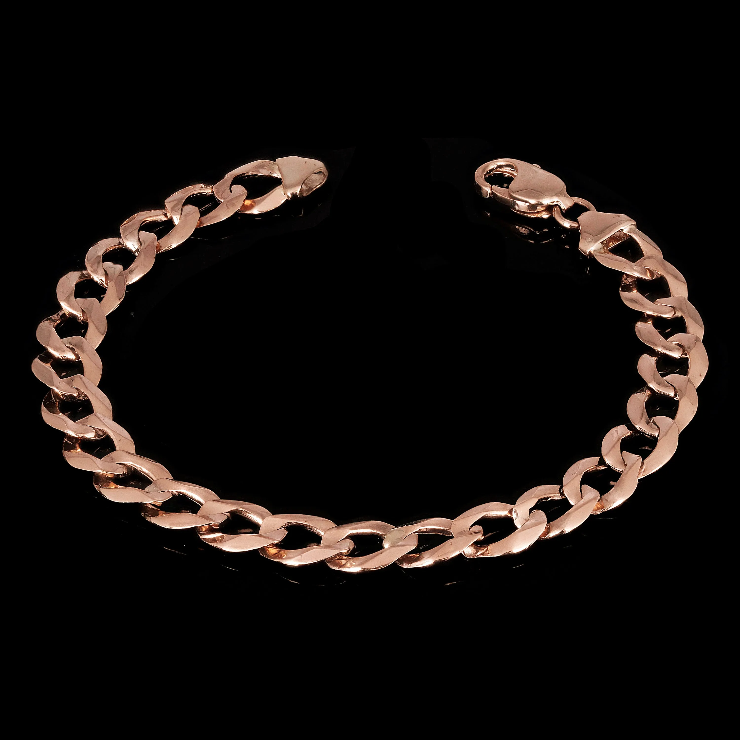 14k Yellow White or Rose Gold Flat Cuban Curb Link Chain Bracelet 7" 9mm 14.8 grams