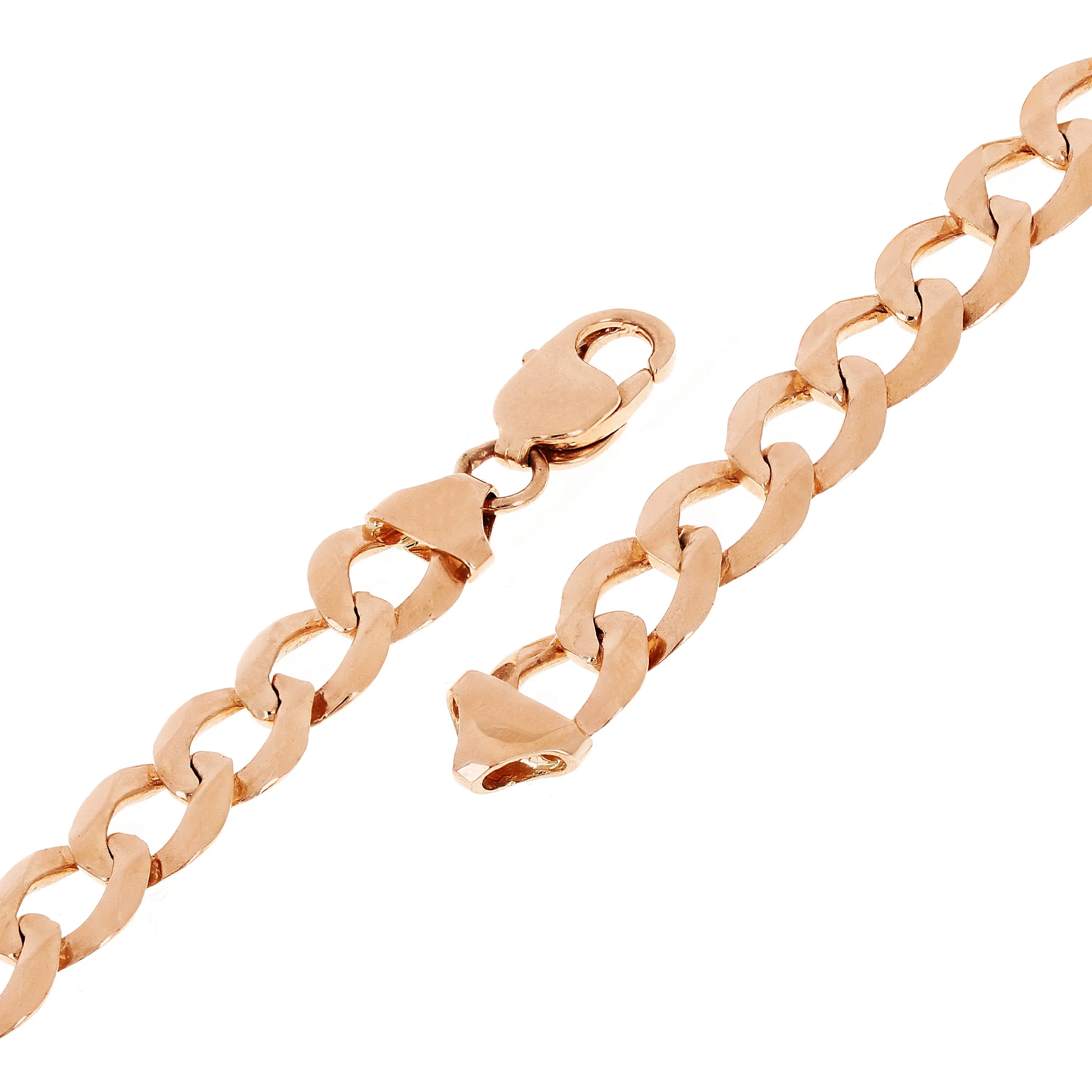 14k Yellow White or Rose Gold Flat Cuban Curb Link Chain Bracelet 7" 9mm 14.8 grams