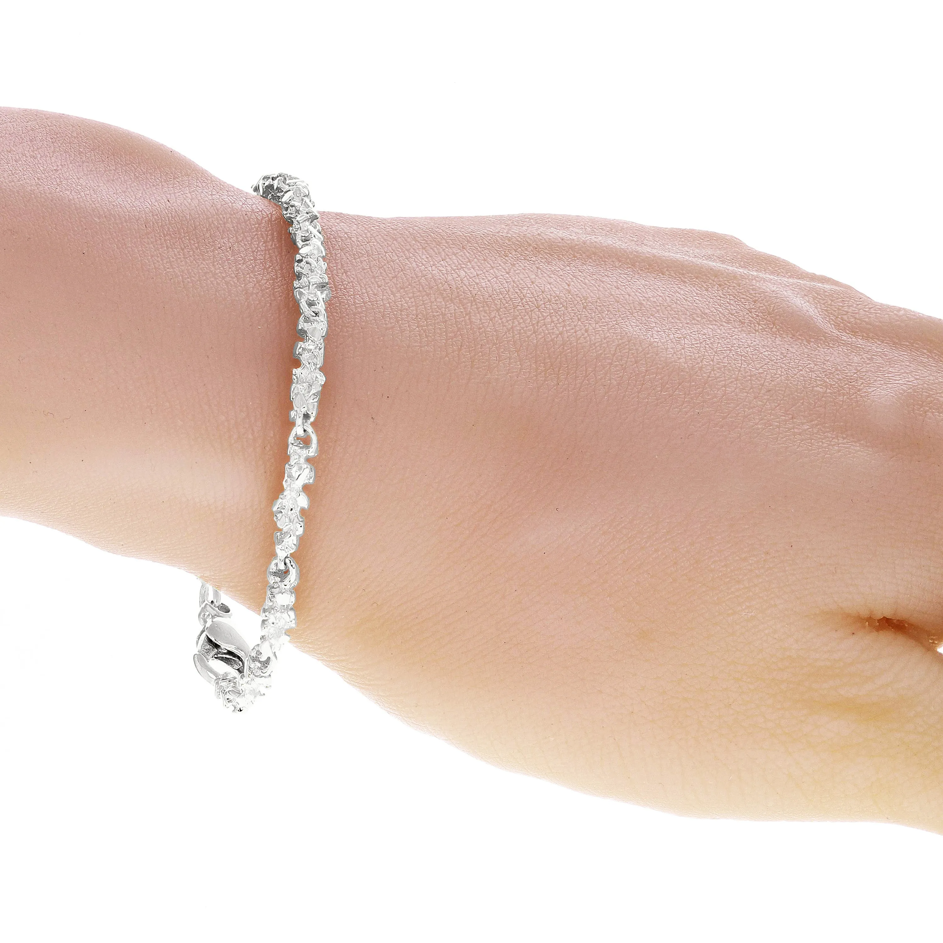 14k Yellow White or Rose Gold Handmade Nugget Link Bracelet 7.75"