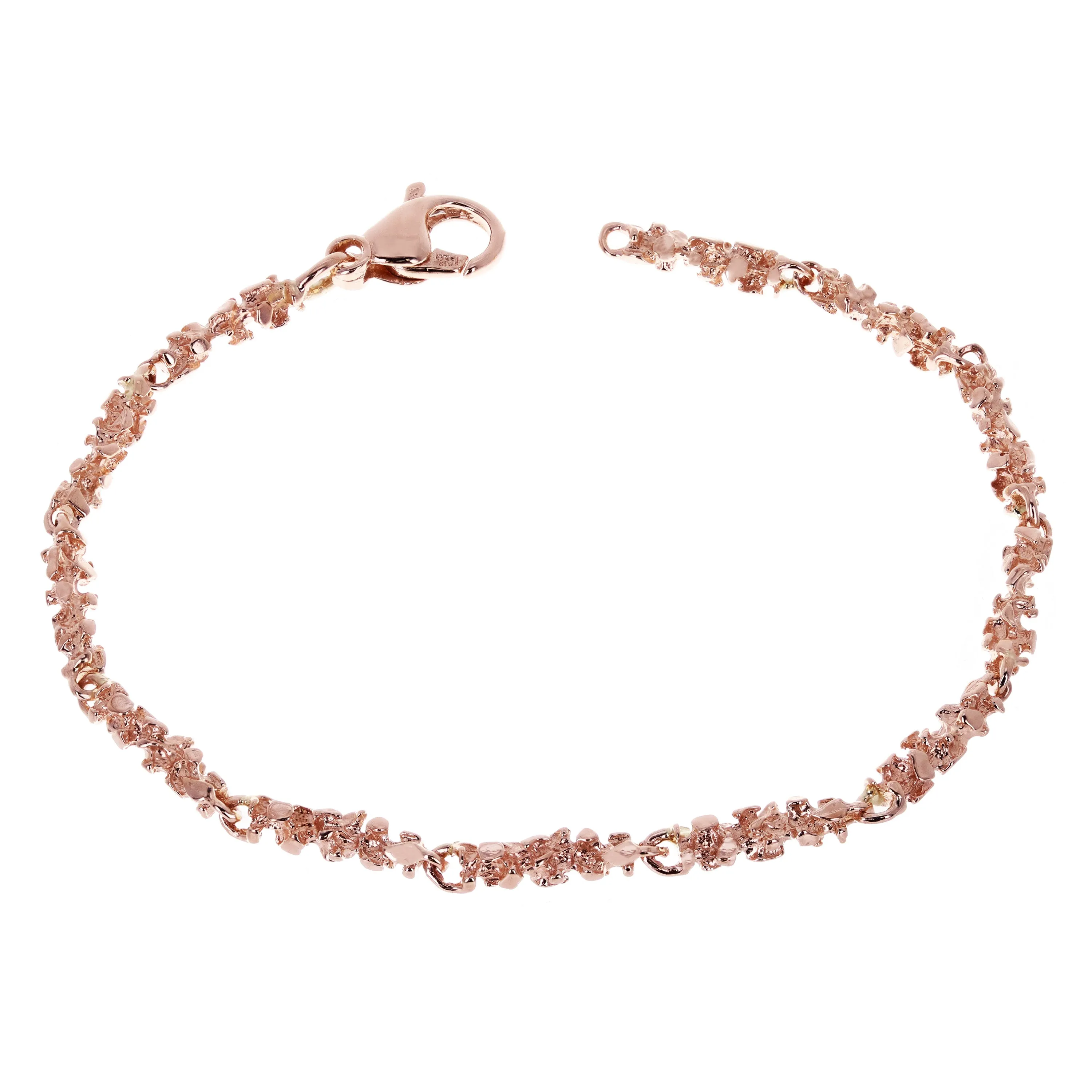14k Yellow White or Rose Gold Handmade Nugget Link Bracelet 7.75"
