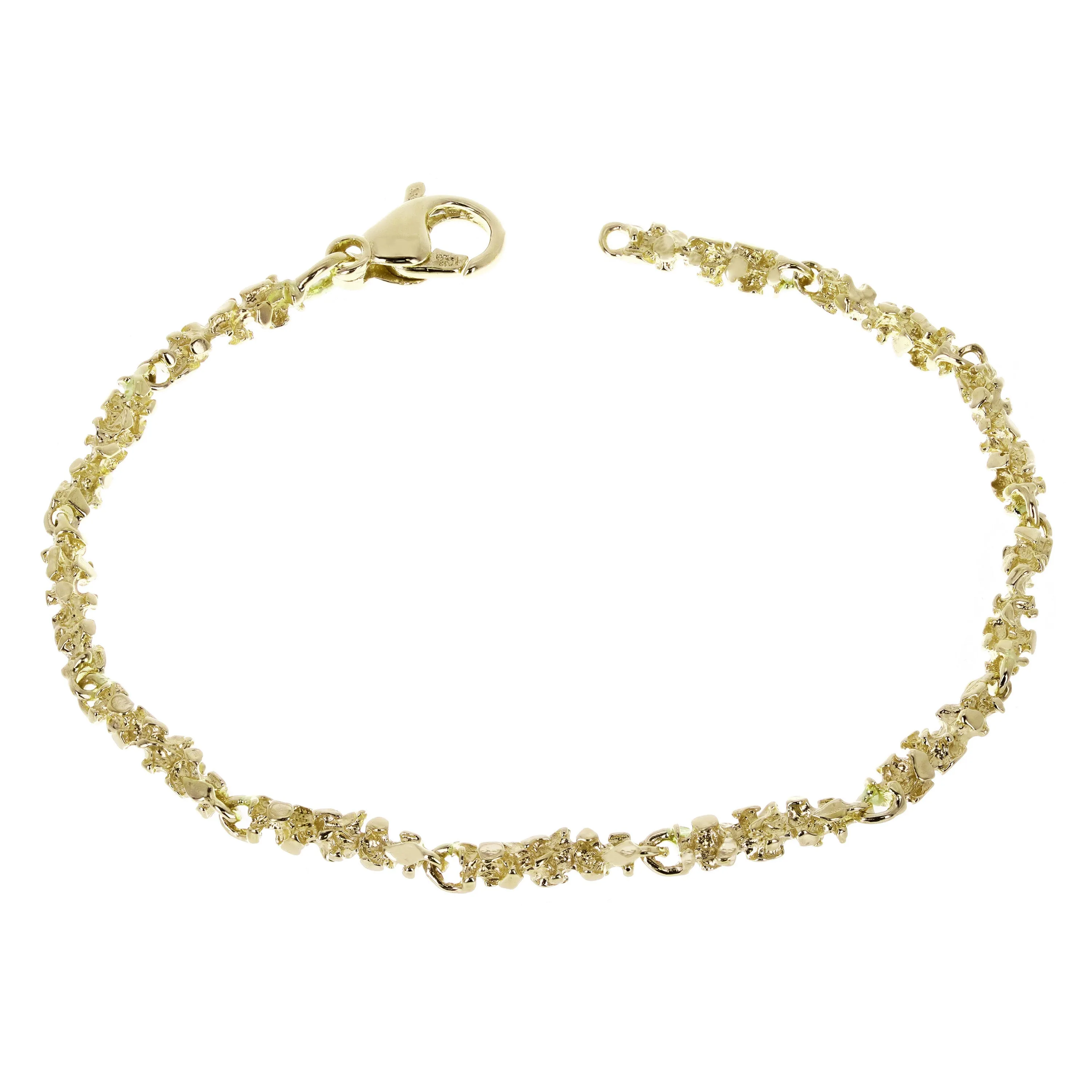 14k Yellow White or Rose Gold Handmade Nugget Link Bracelet 7.75"