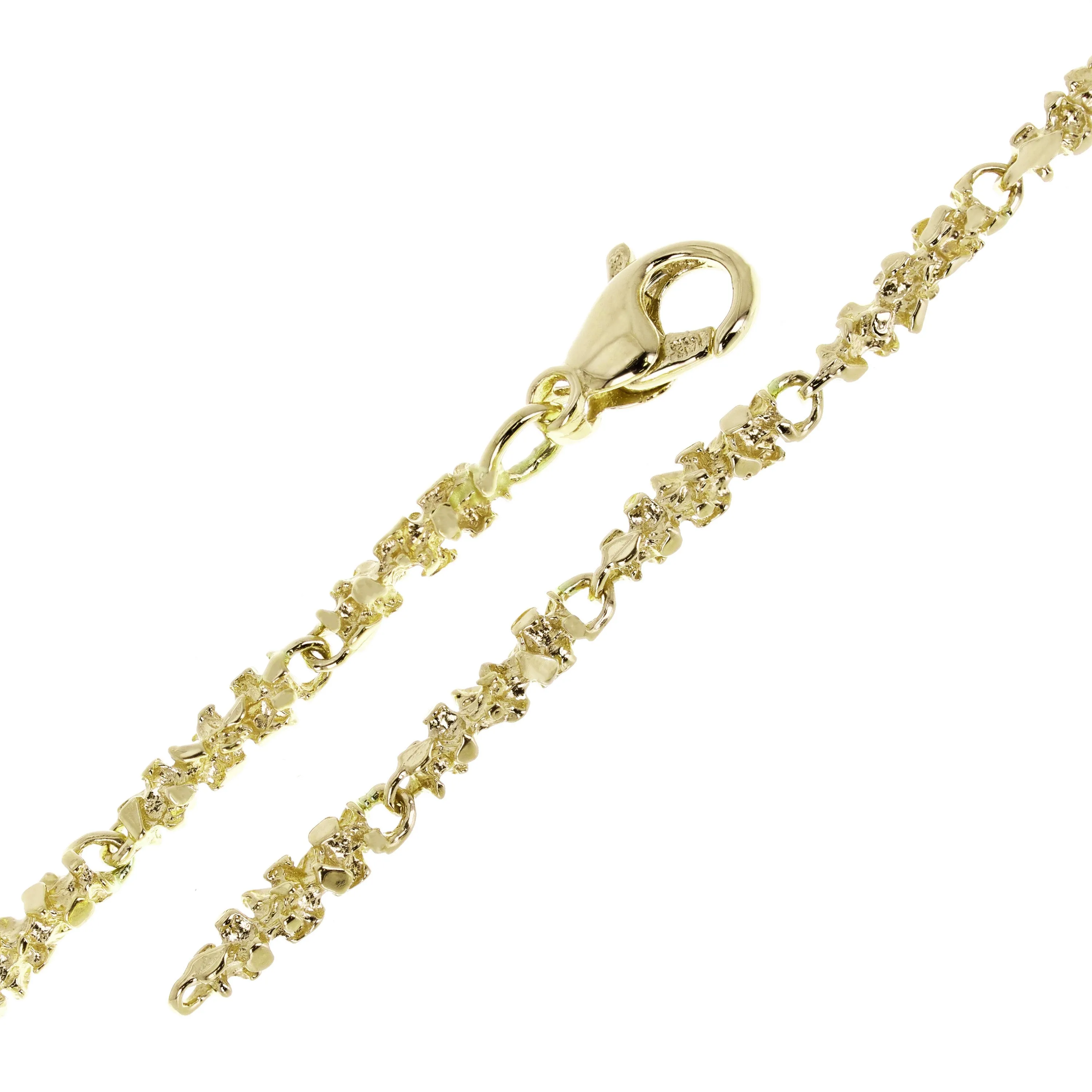 14k Yellow White or Rose Gold Handmade Nugget Link Bracelet 7.75"