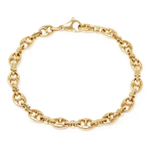 14k Yellow White or Rose Gold Solid Puffy Mariner Chain Gucci Bracelet 7" - 9" 7.5mm