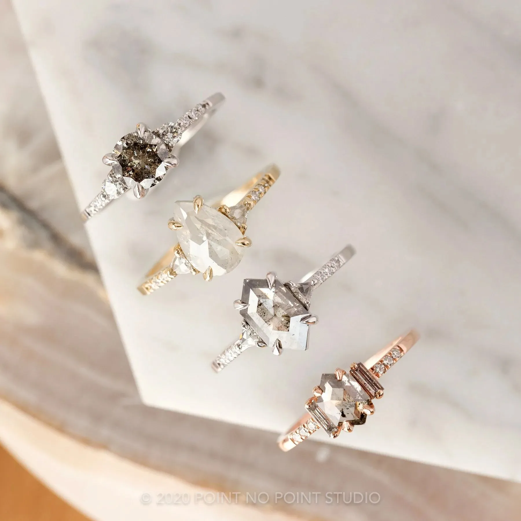 1.51 Carat Icy White Pear Diamond Engagement Ring, Eliza Setting, 14K Yellow Gold