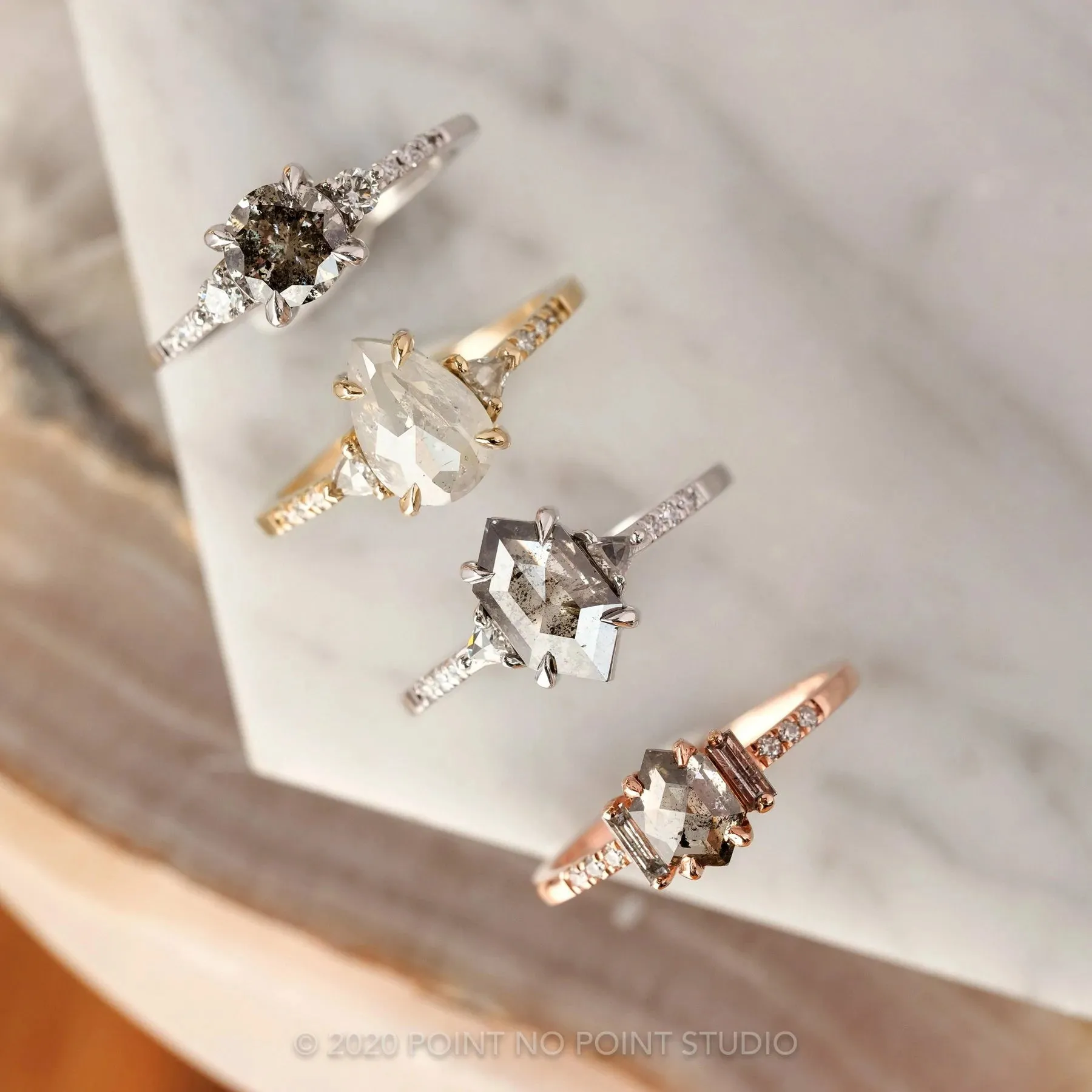 1.51 Carat Icy White Pear Diamond Engagement Ring, Eliza Setting, 14K Yellow Gold