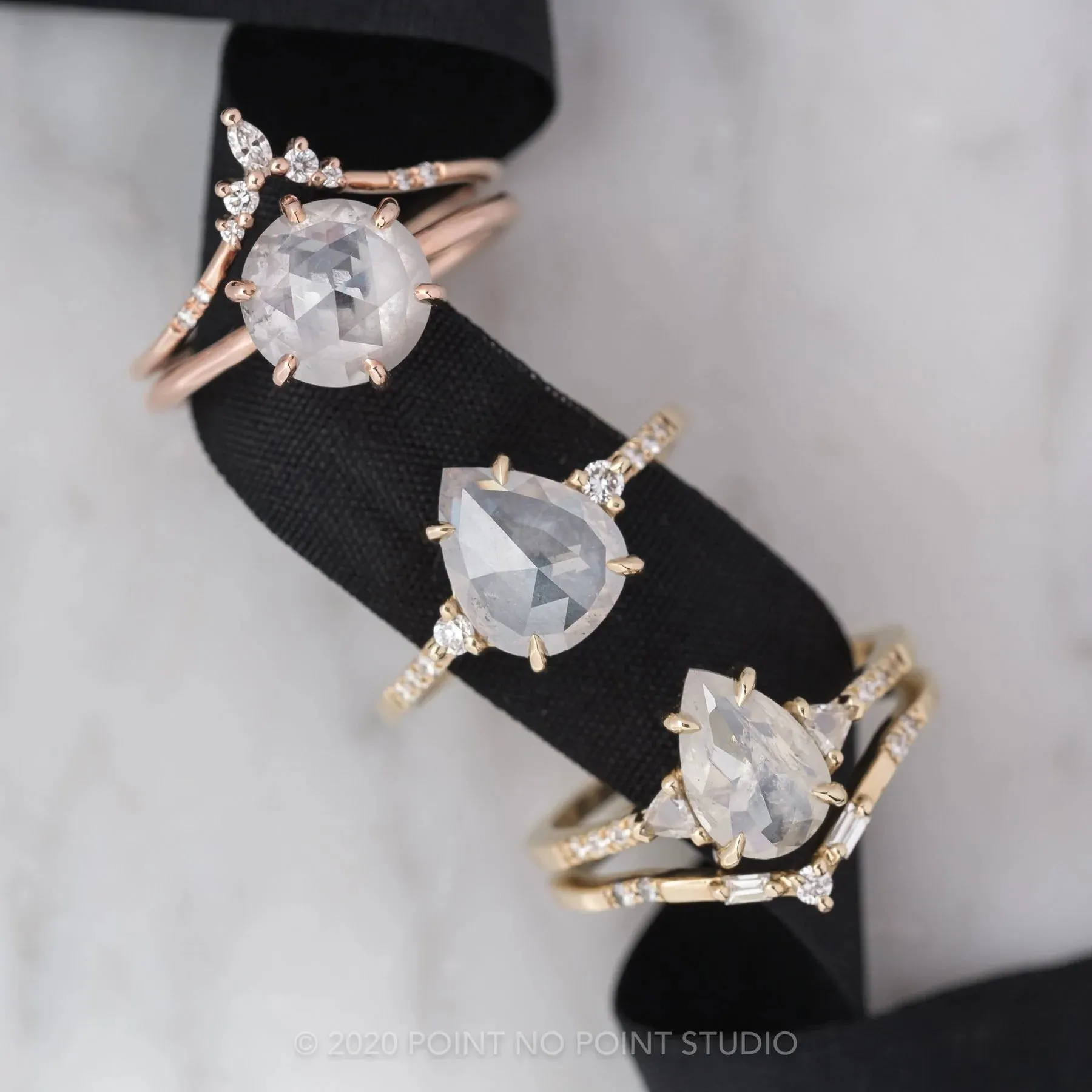1.51 Carat Icy White Pear Diamond Engagement Ring, Eliza Setting, 14K Yellow Gold