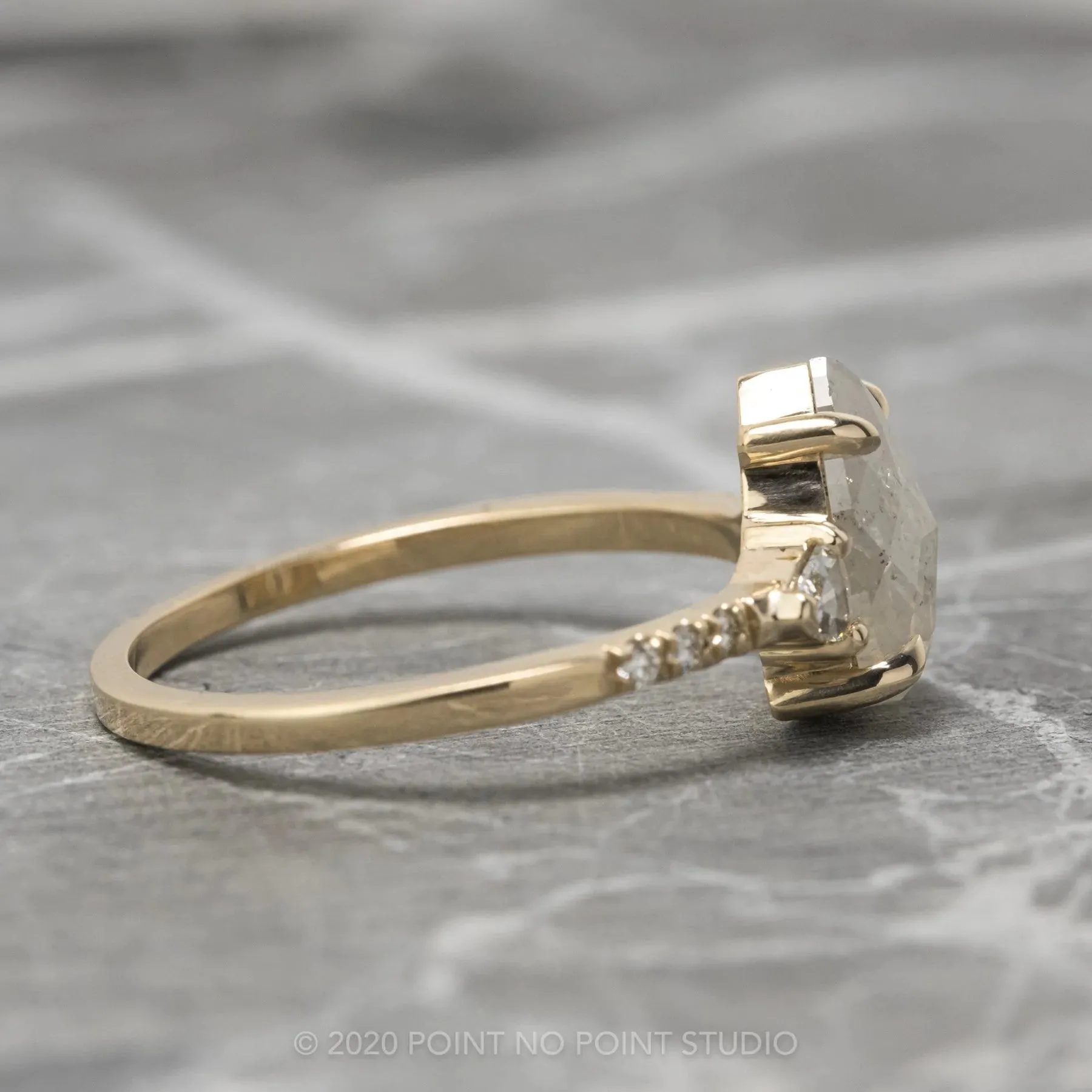 1.51 Carat Icy White Pear Diamond Engagement Ring, Eliza Setting, 14K Yellow Gold