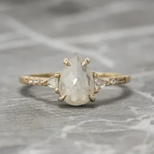 1.51 Carat Icy White Pear Diamond Engagement Ring, Eliza Setting, 14K Yellow Gold