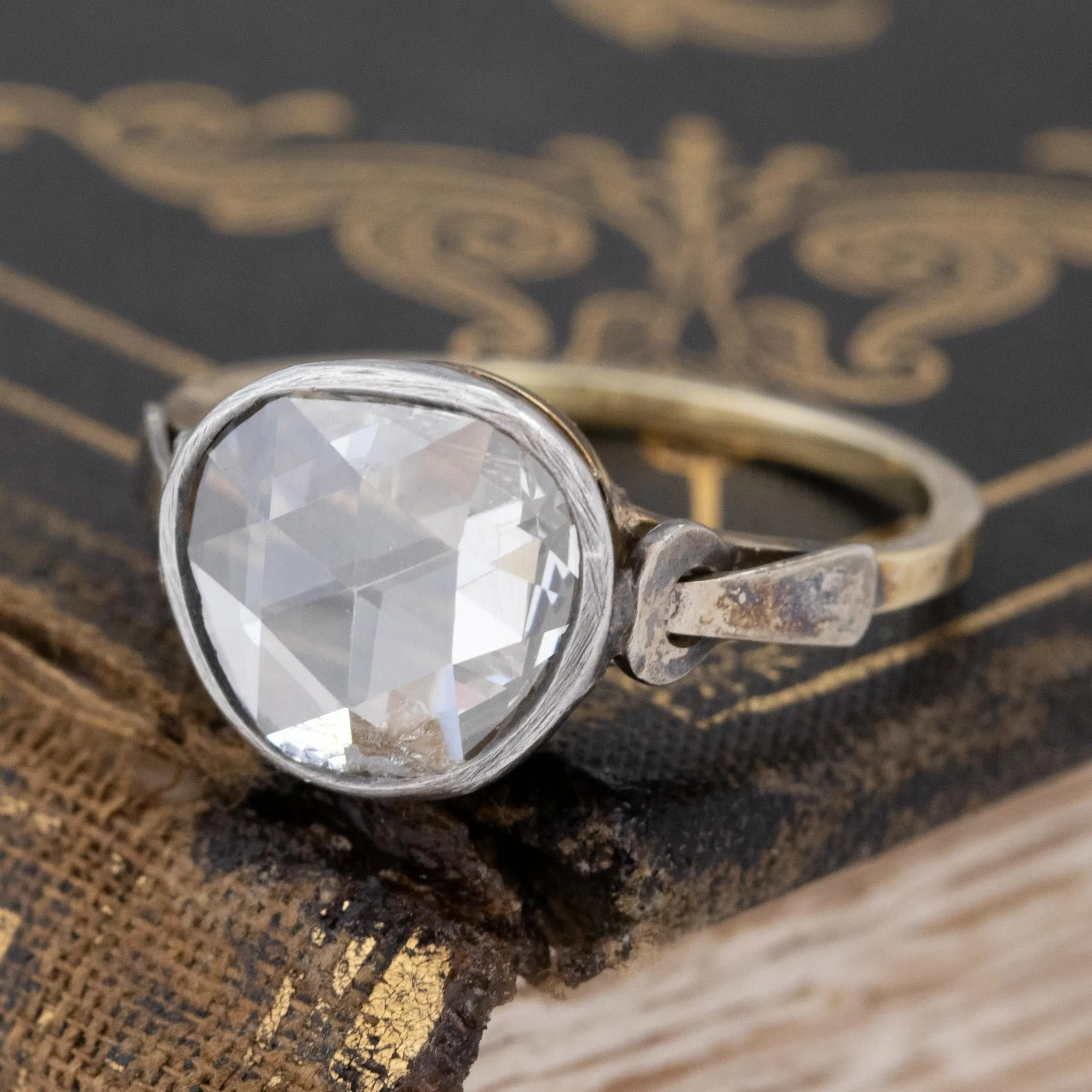 1.58ct (est) Antique Rose Cut Diamond Solitaire