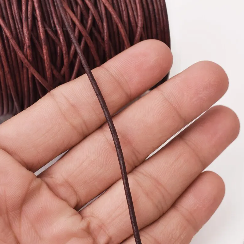 1.5mm Leather Cord - Red Wine Color - Round