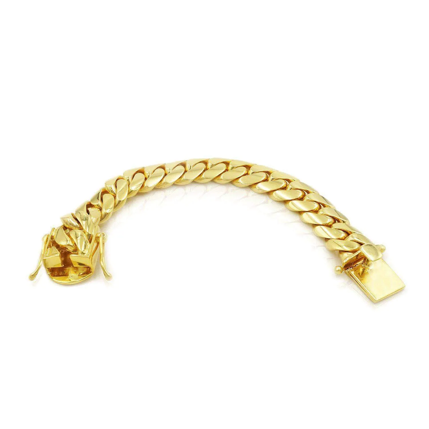 15mm Solid Cuban Link Bracelet in 10K Yellow Gold