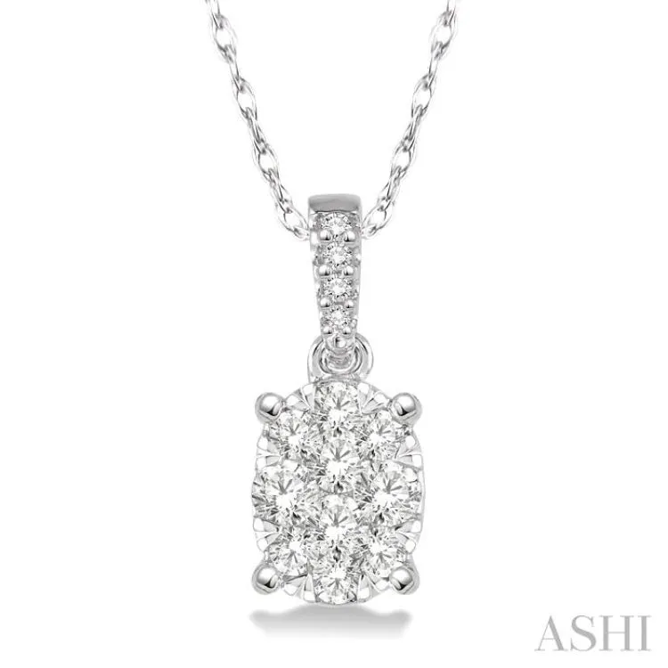 1/6 ctw Oval Shape Diamond Lovebright Pendant in 14K White Gold with Chain