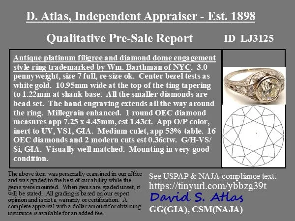 1.79ctw Edwardian Old European Cut Diamond Solitaire