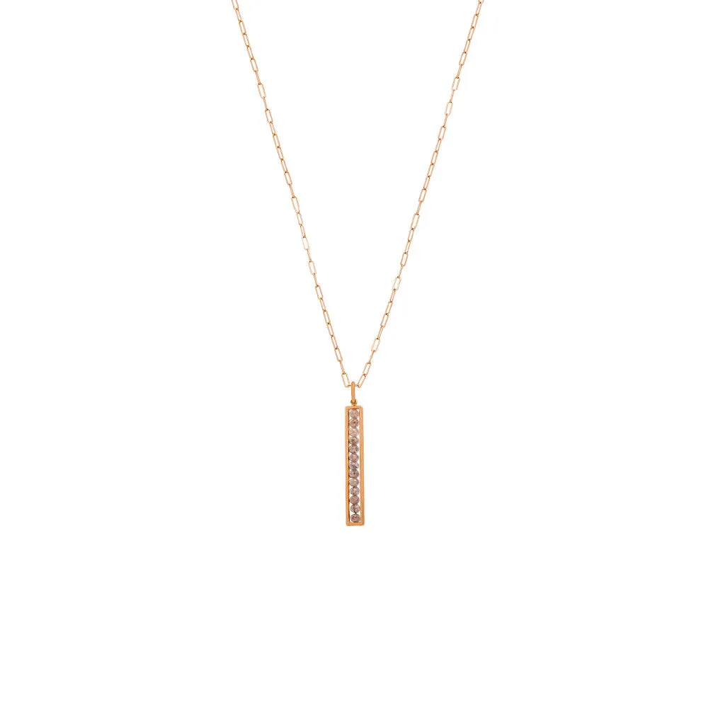 18 Karat Rose Gold Leila Pendant with Gray Raw Cut Diamond Beads