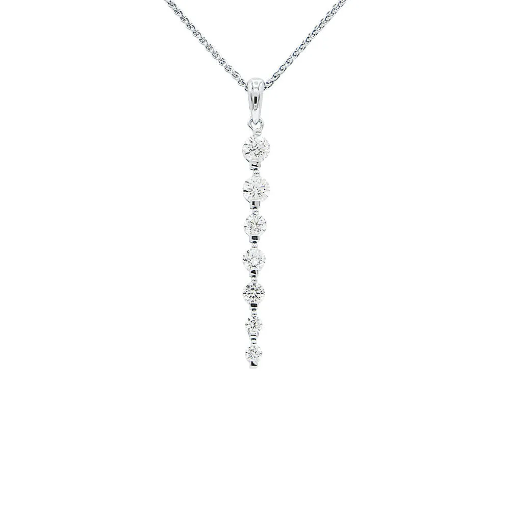 18 Karat White Gold Linear Diamond Pendant