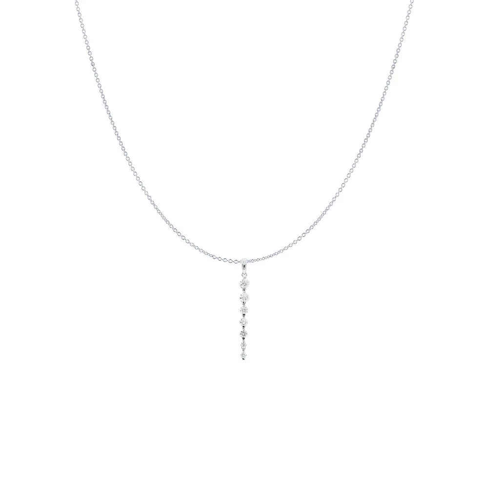 18 Karat White Gold Linear Diamond Pendant