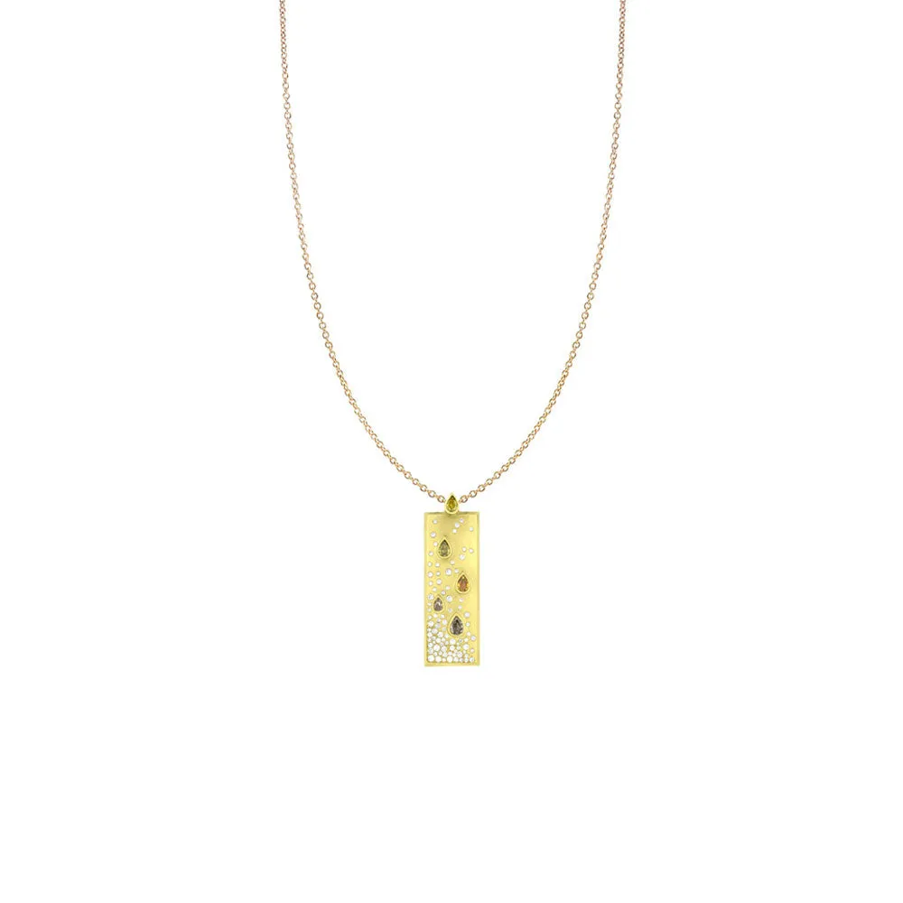 18 Karat Yellow Gold Pendant with Natural Fancy Pear Shape Diamonds