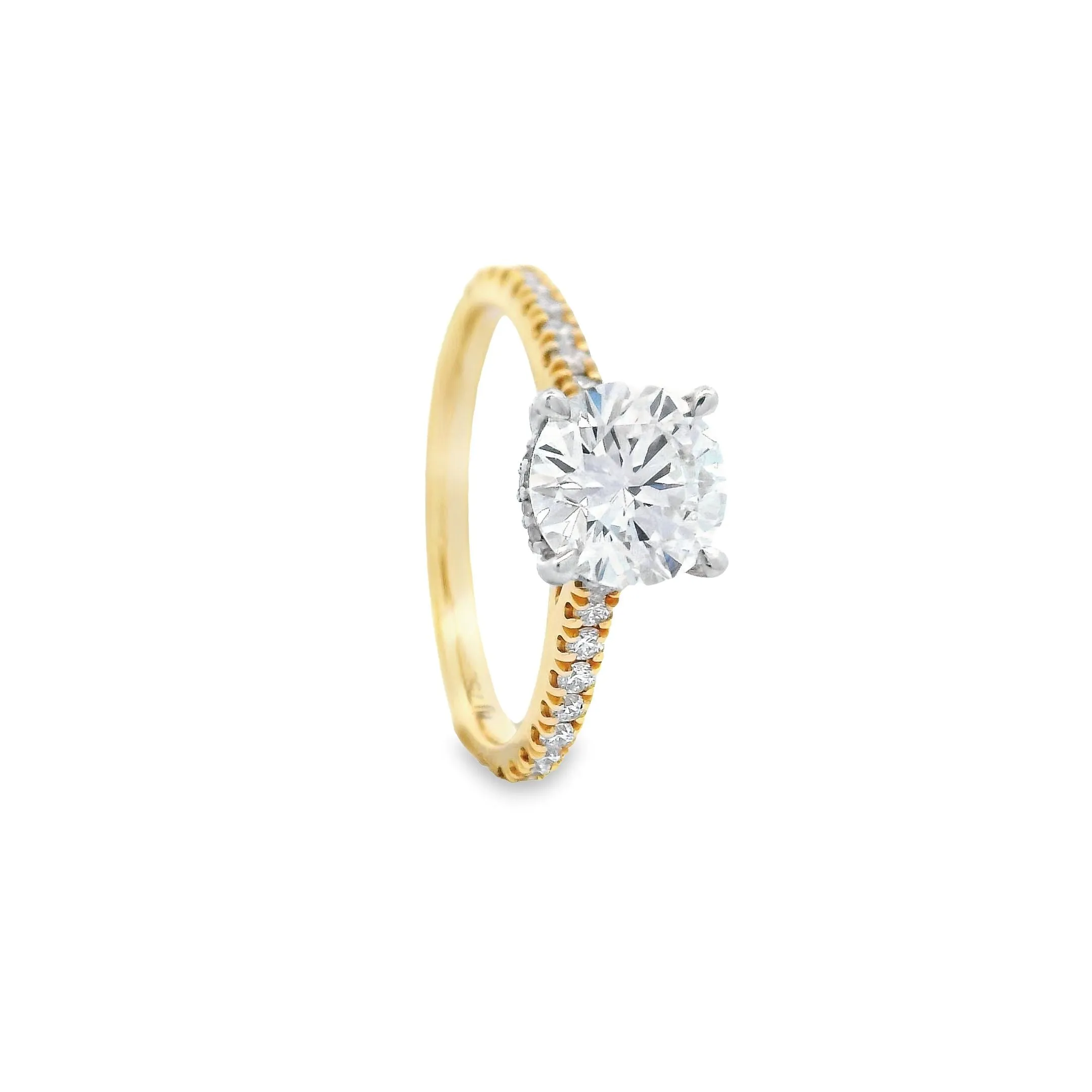 18ct Yellow & White Gold Round Brilliant Lab Grown Diamond Engagement Ring TDW= 1.85ct