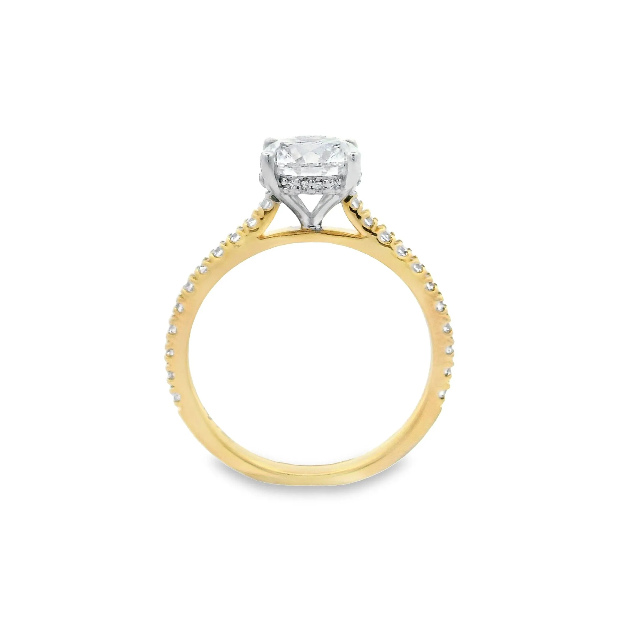 18ct Yellow & White Gold Round Brilliant Lab Grown Diamond Engagement Ring TDW= 1.85ct