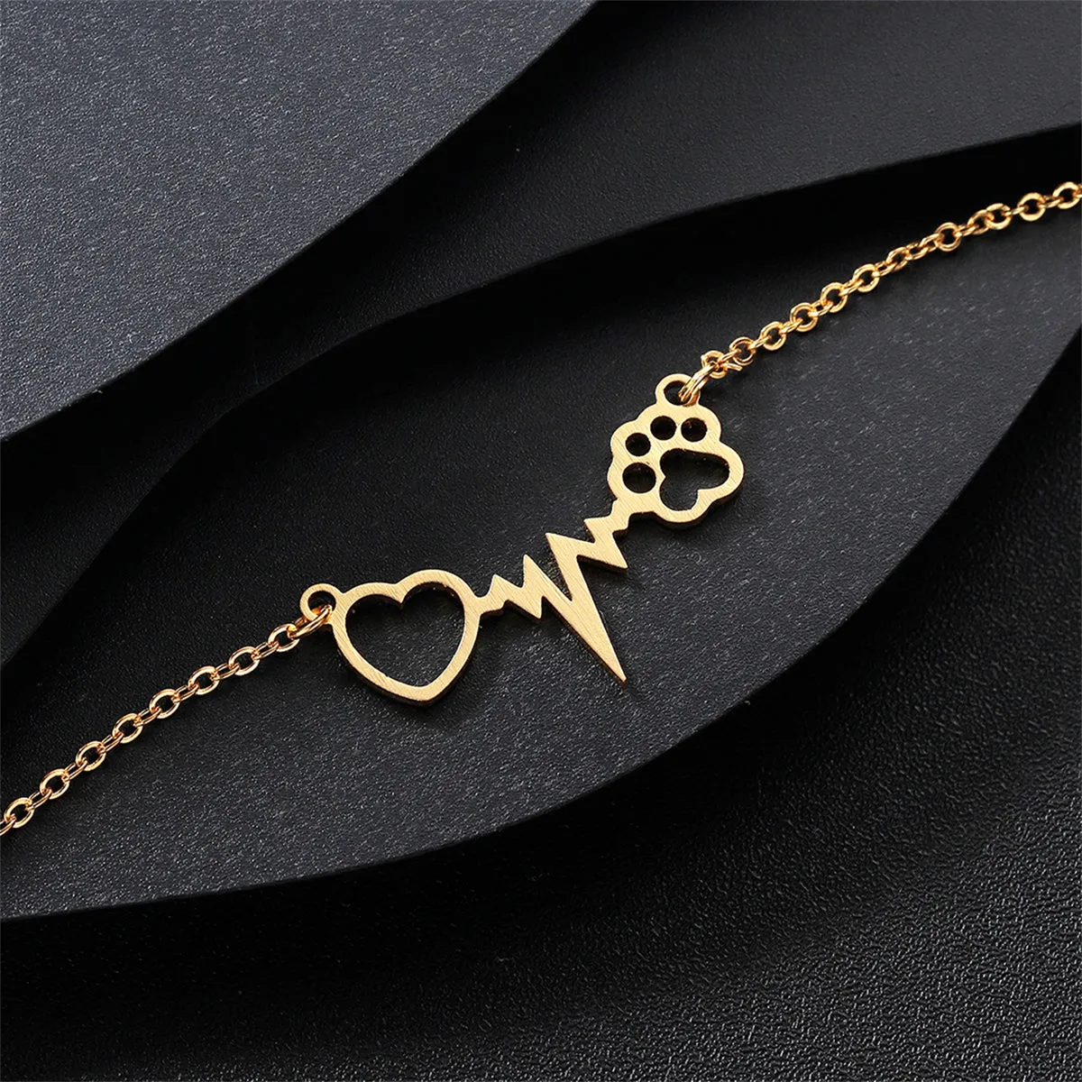 18K Gold-Plated Heart Paw Charm Bracelet
