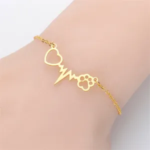 18K Gold-Plated Heart Paw Charm Bracelet
