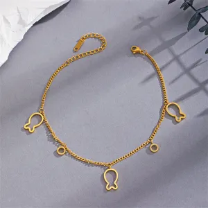 18K Gold-Plated Openwork Fish Station Anklet
