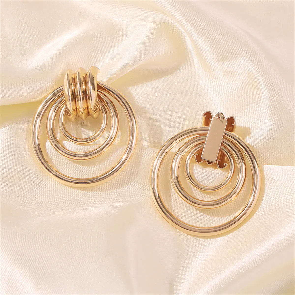 18K Gold-Plated Tri-Layer Circle Drop Earrings