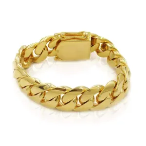 18mm Solid Cuban Link Bracelet in 14K Yellow Gold