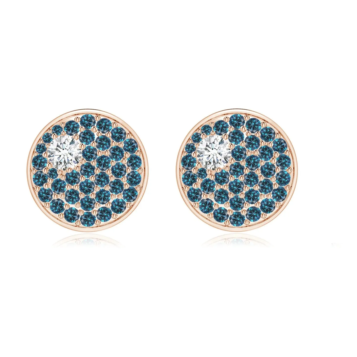 2 MM Round London Blue Topaz Cluster Disc Stud Earring 925 Sterling Silver