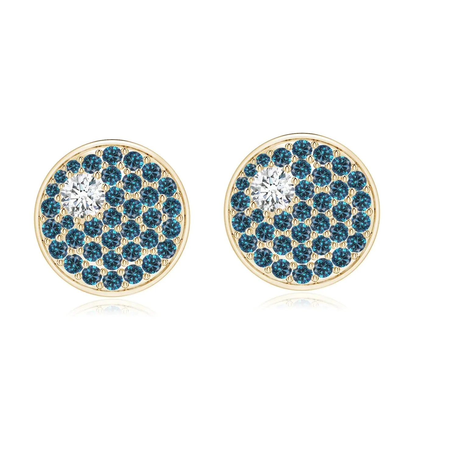 2 MM Round London Blue Topaz Cluster Disc Stud Earring 925 Sterling Silver