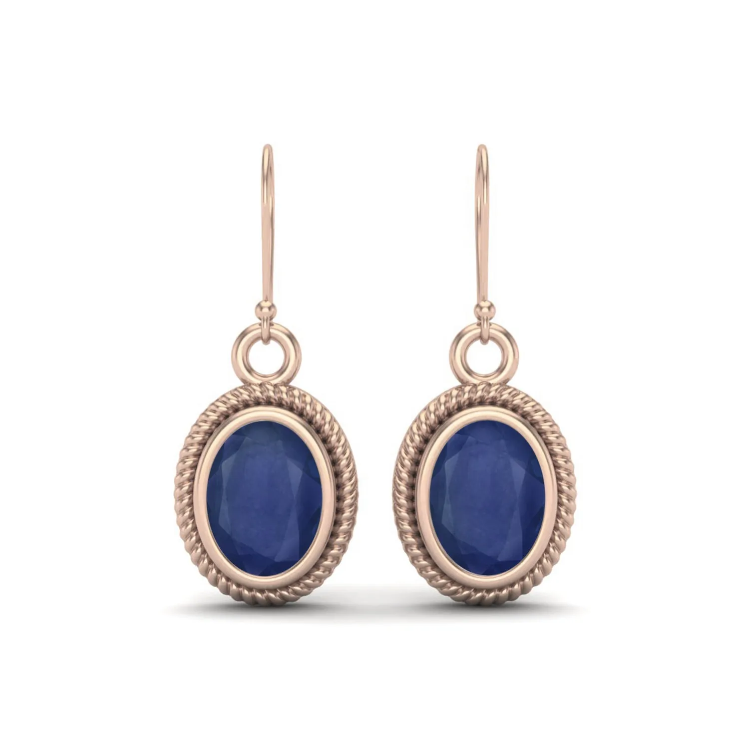 2.00 Cts Oval Shape Blue Sapphire 925 Sterling Silver Designer Wire Earrings