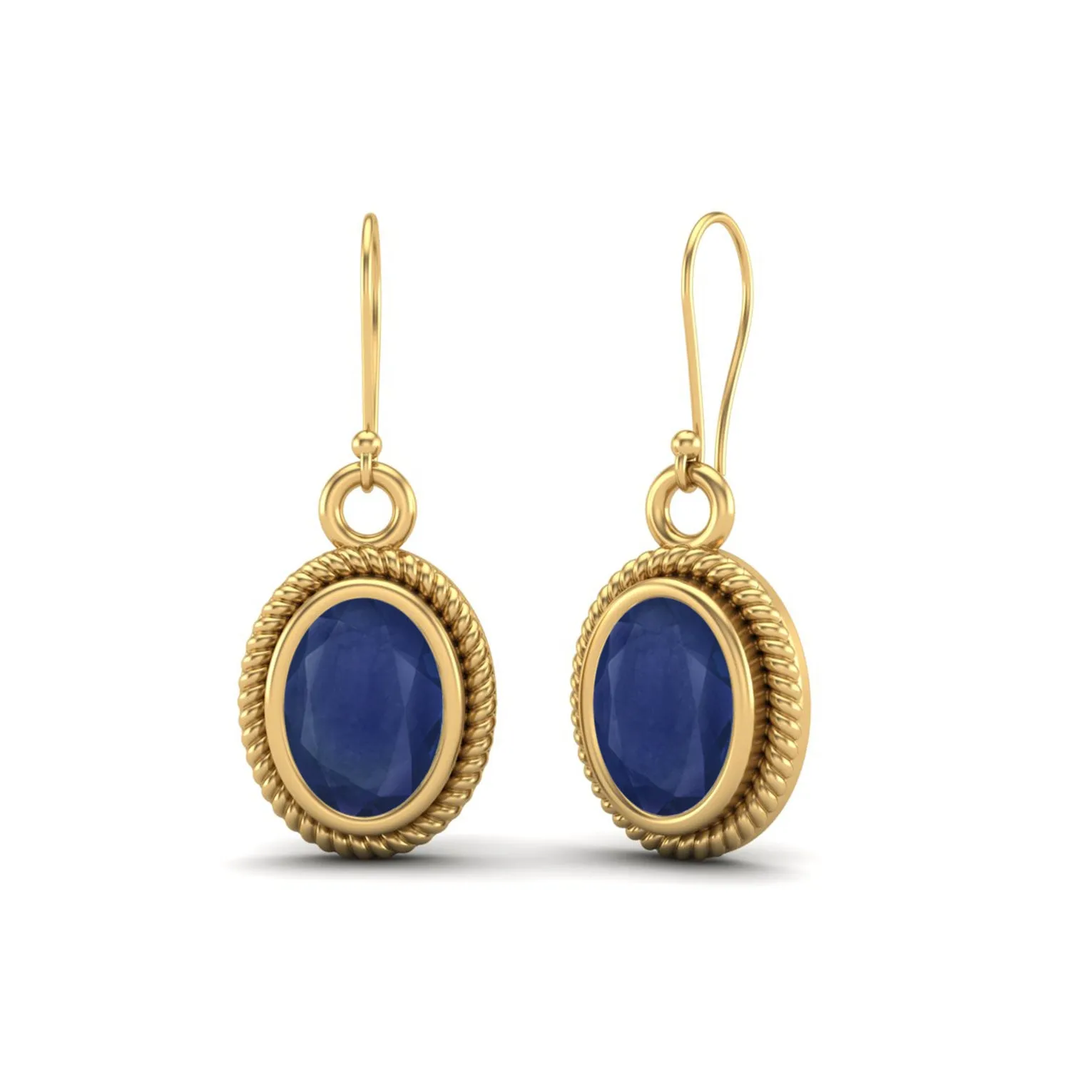 2.00 Cts Oval Shape Blue Sapphire 925 Sterling Silver Designer Wire Earrings