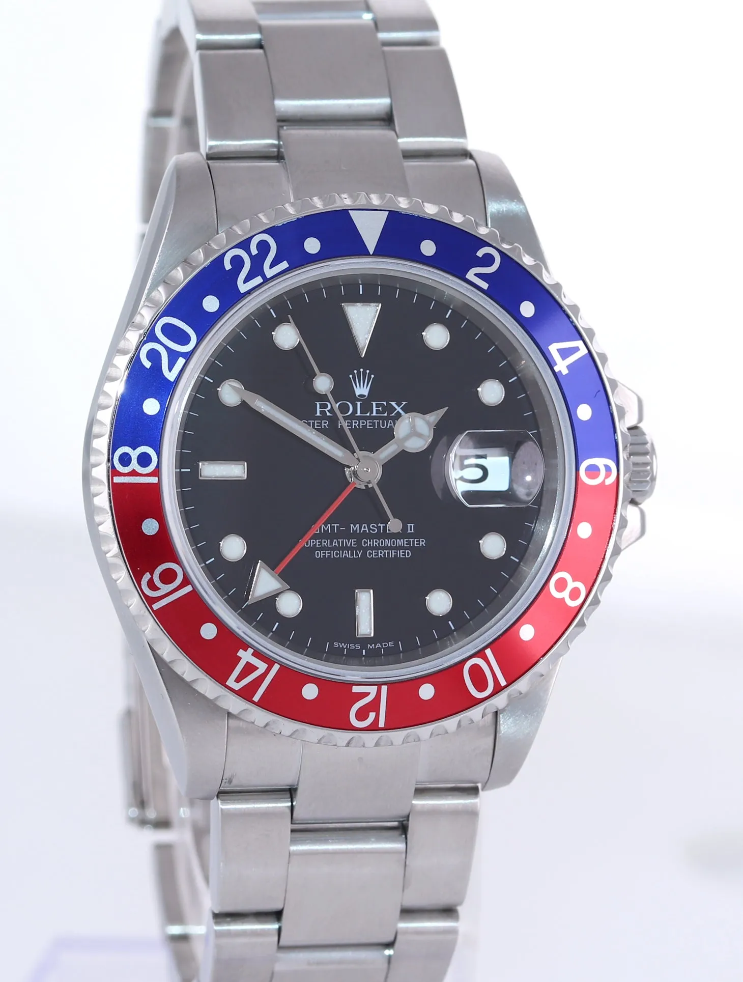 2005 Rolex GMT-Master 2 Pepsi 40mm Steel 16710 NO HOLES Black Watch Box
