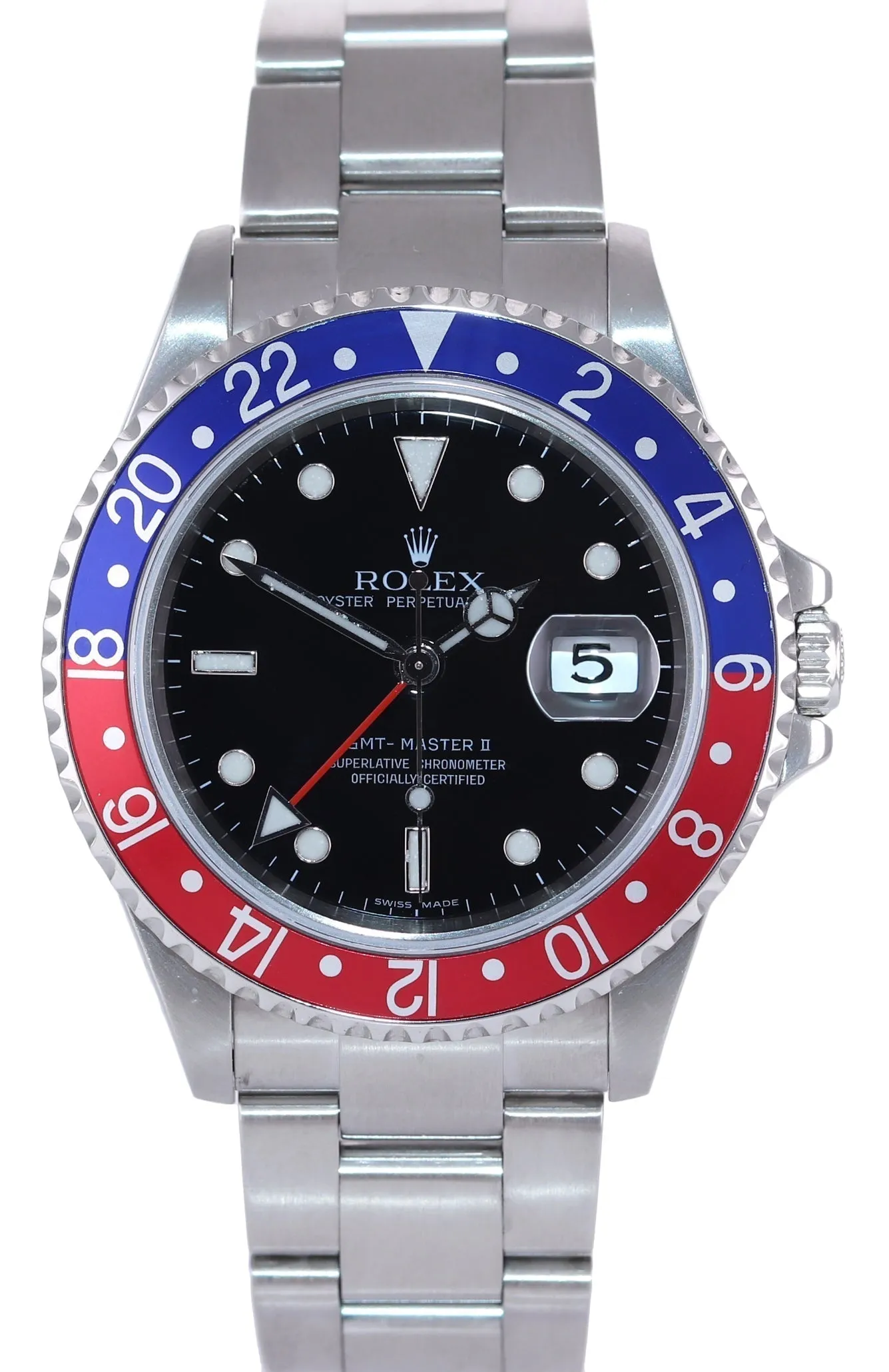 2005 Rolex GMT-Master 2 Pepsi 40mm Steel 16710 NO HOLES Black Watch Box