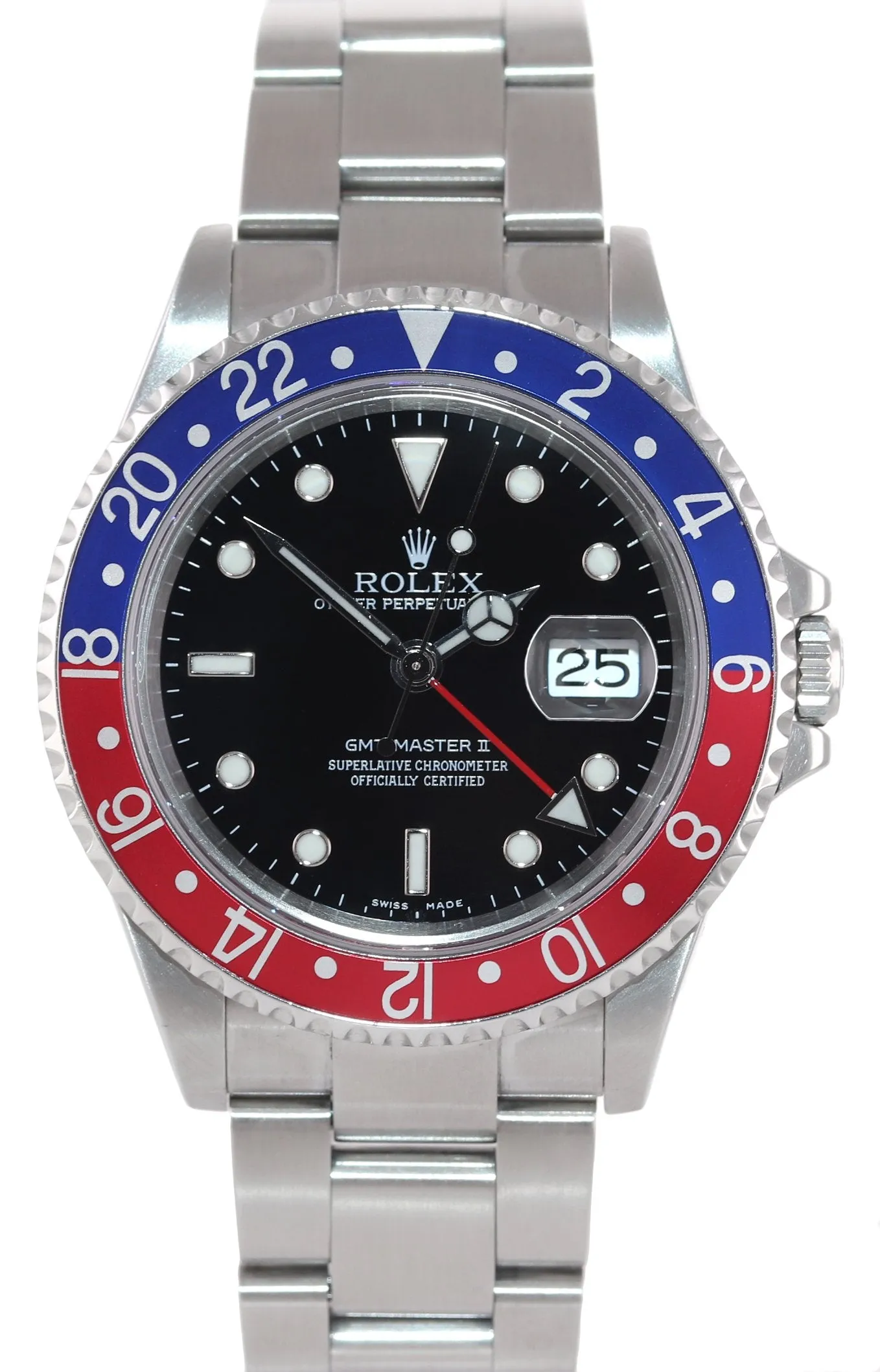 2006 PAPERS Rolex GMT-Master 2 Pepsi 40mm Steel 16710 NO HOLES Black Watch Box