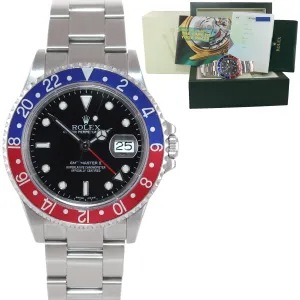2006 PAPERS Rolex GMT-Master 2 Pepsi 40mm Steel 16710 NO HOLES Black Watch Box