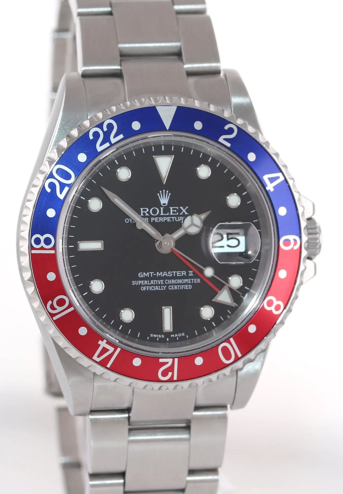 2006 PAPERS Rolex GMT-Master 2 Pepsi 40mm Steel 16710 NO HOLES Black Watch Box