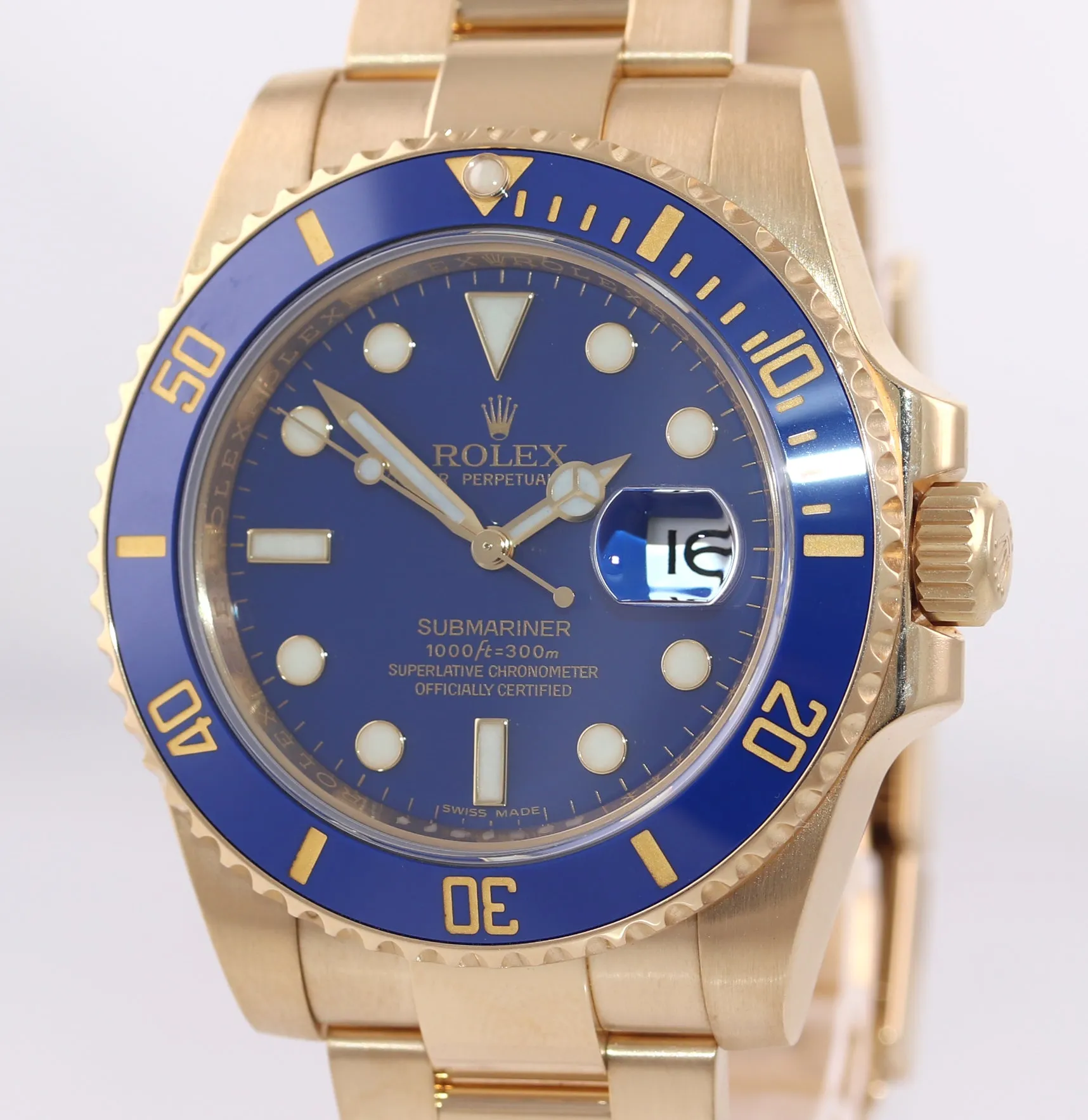 2010 MINT PAPERS Rolex Blue Smurf Ceramic 116618 18k Yellow Gold 40MM Watch