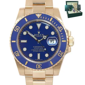 2010 MINT PAPERS Rolex Blue Smurf Ceramic 116618 18k Yellow Gold 40MM Watch