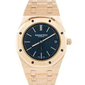 2014 Audemars Piguet Royal Oak Blue 39mm 18K Rose Gold 15202OR.00.1240OR.01 B P