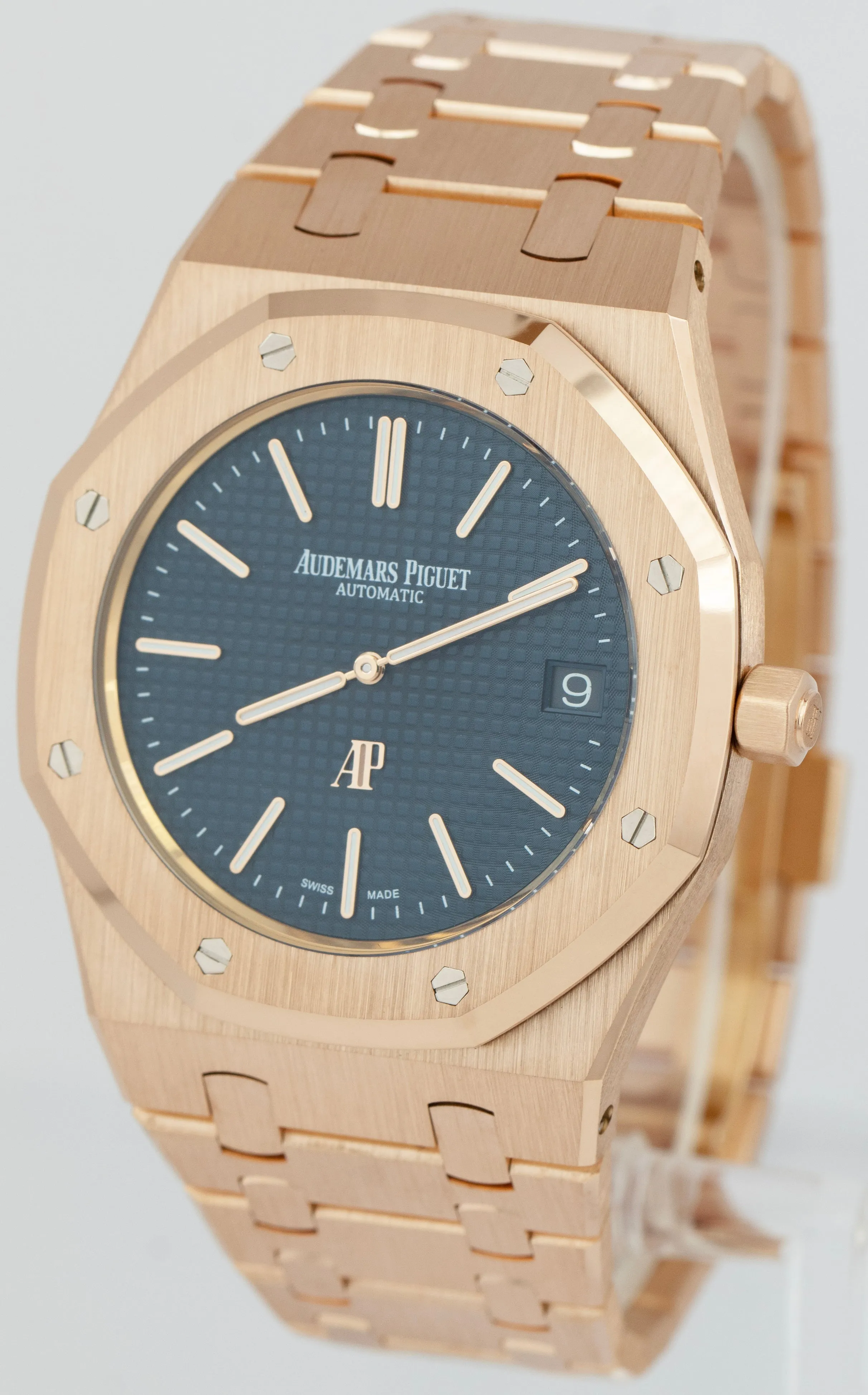 2014 Audemars Piguet Royal Oak Blue 39mm 18K Rose Gold 15202OR.00.1240OR.01 B P
