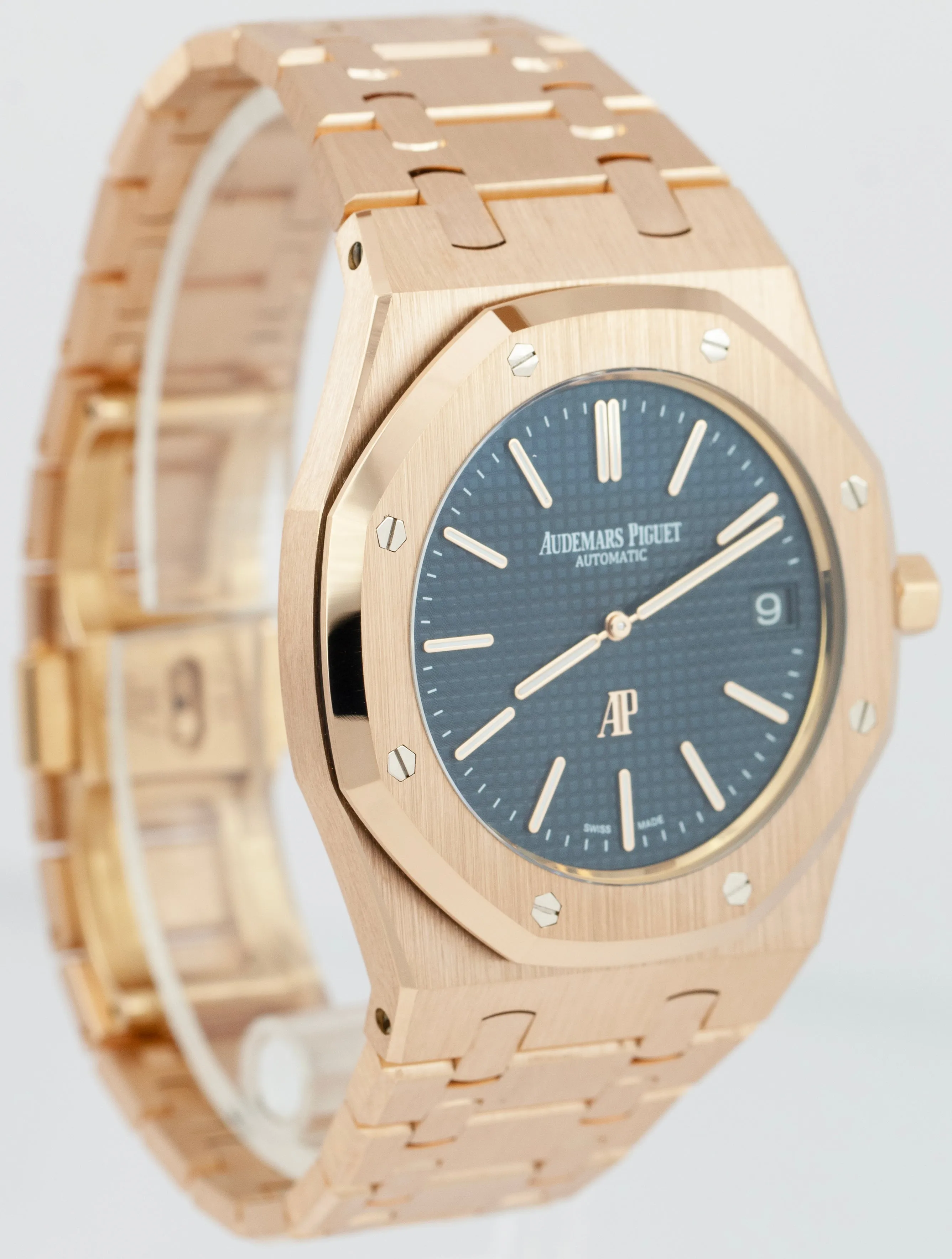 2014 Audemars Piguet Royal Oak Blue 39mm 18K Rose Gold 15202OR.00.1240OR.01 B P