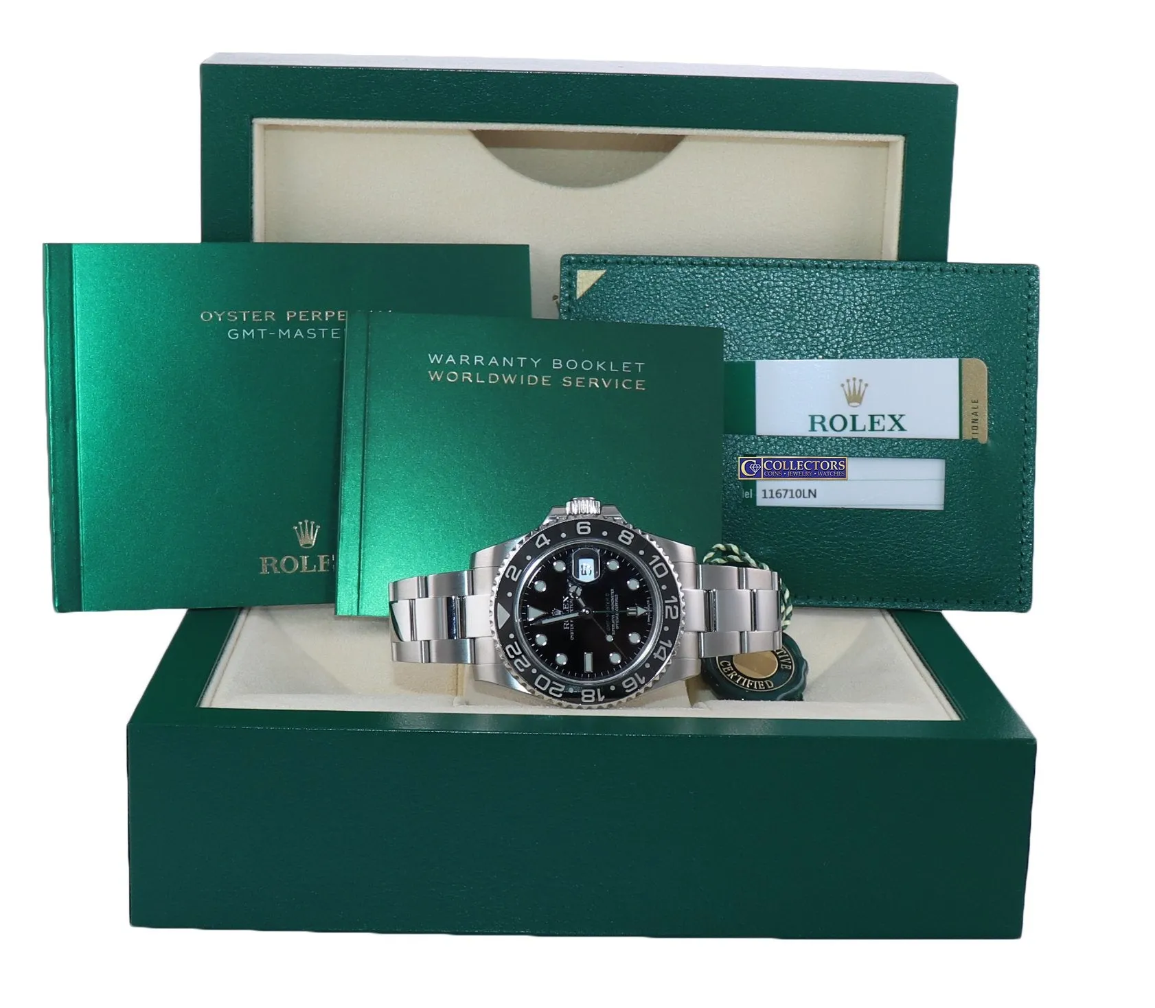 2015 PAPERS Rolex GMT Master 116710 Steel Ceramic 40mm Black Watch Box