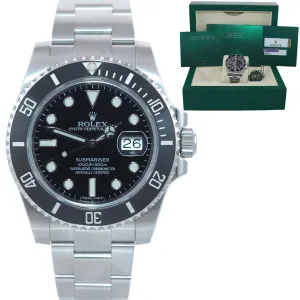 2015 PAPERS Rolex Submariner Date 116610 Steel Black Dial Ceramic Watch Box