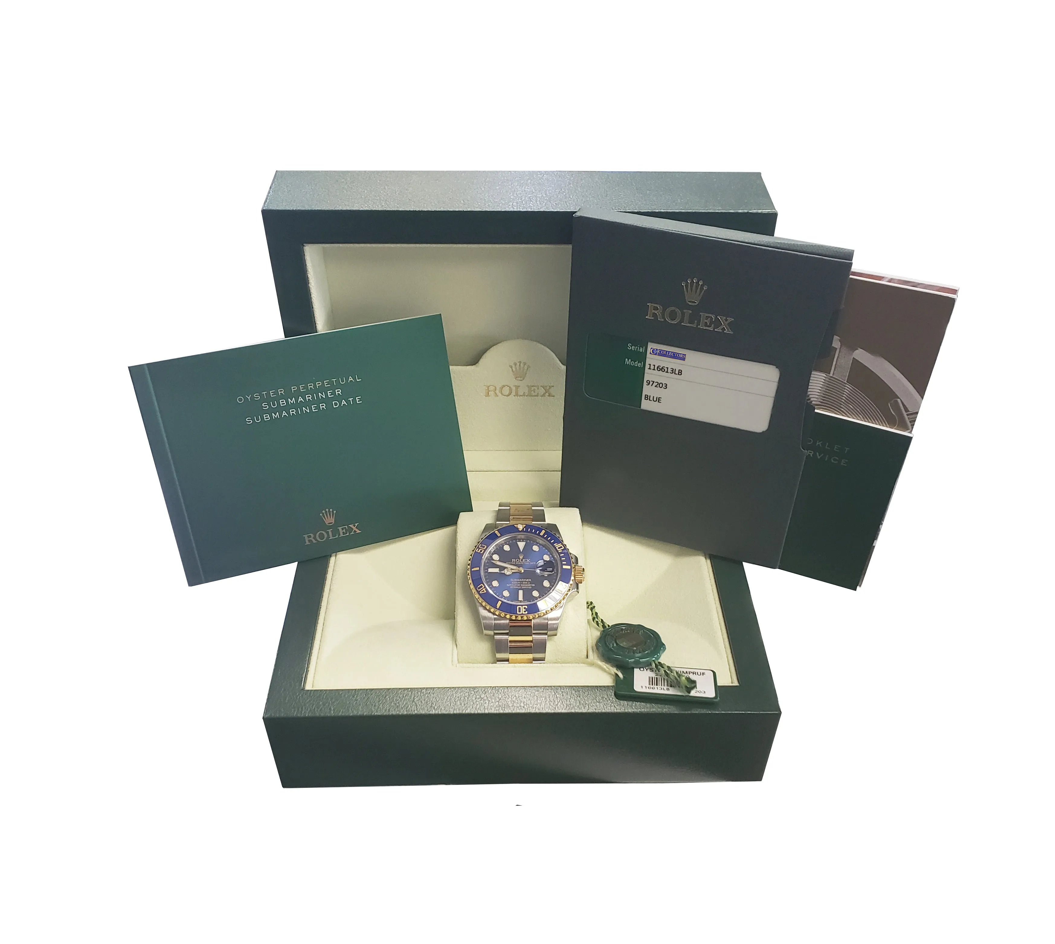 2016 Sunburst Rolex Submariner Ceramic 116613 LB Two-Tone Gold Blue Dive Watch